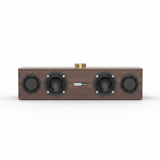 Lenovo C02 retro wood speaker on white background