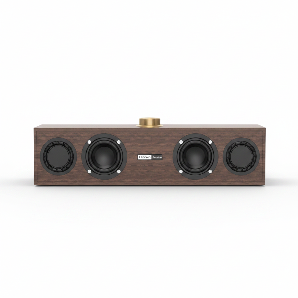 Lenovo C02 retro wood speaker on white background